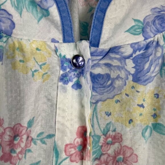 Vtg Flower Power Midi Robe Size L-XL HouseCoat Nightgown Dress Muumuu Mod Waffle - Picture 8 of 16